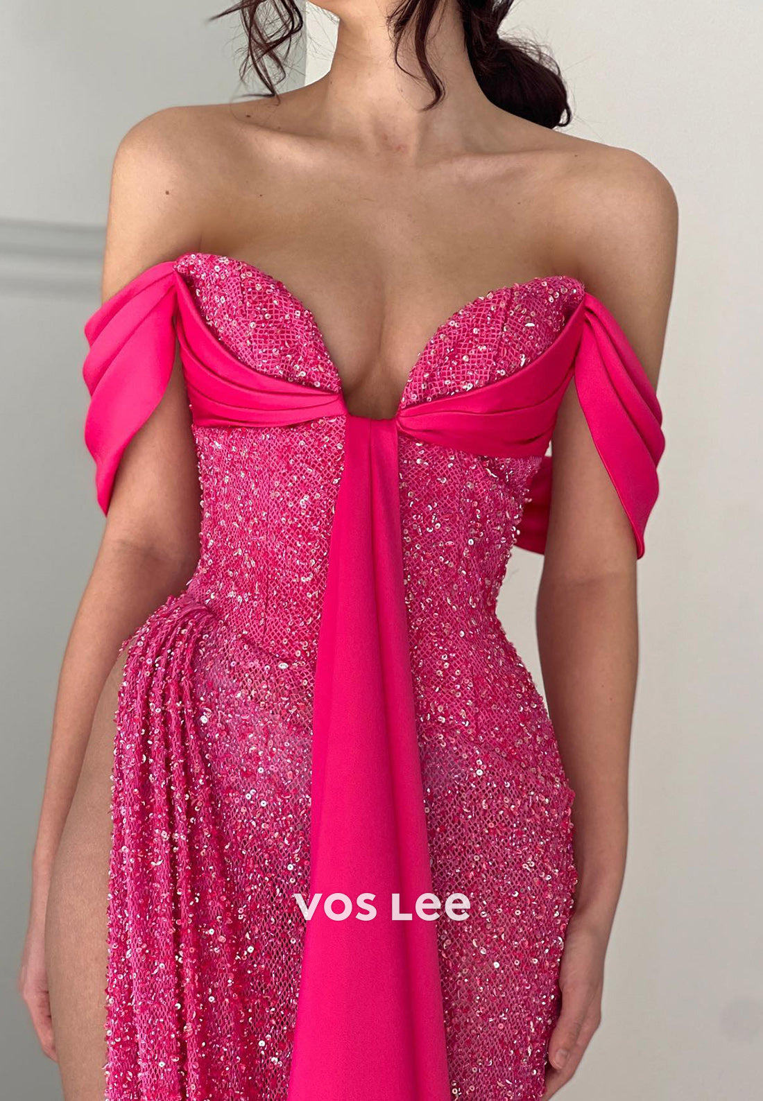 Sexy Sweetheart Sequined Pleated Floor-Length Mermaid Evening Dresses with High Split