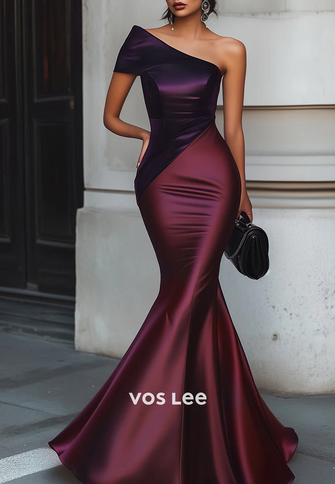 Simple & Classic One Shoulder Mermaid/Trumpet Wedding Guest Dresses with Sweep Train