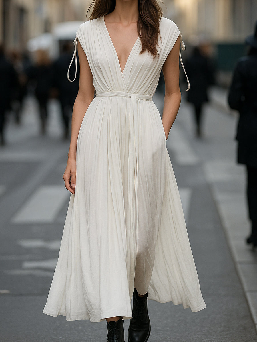 Effortlessly Graceful Pleated Maxi Dress Wedding Guest Dresses