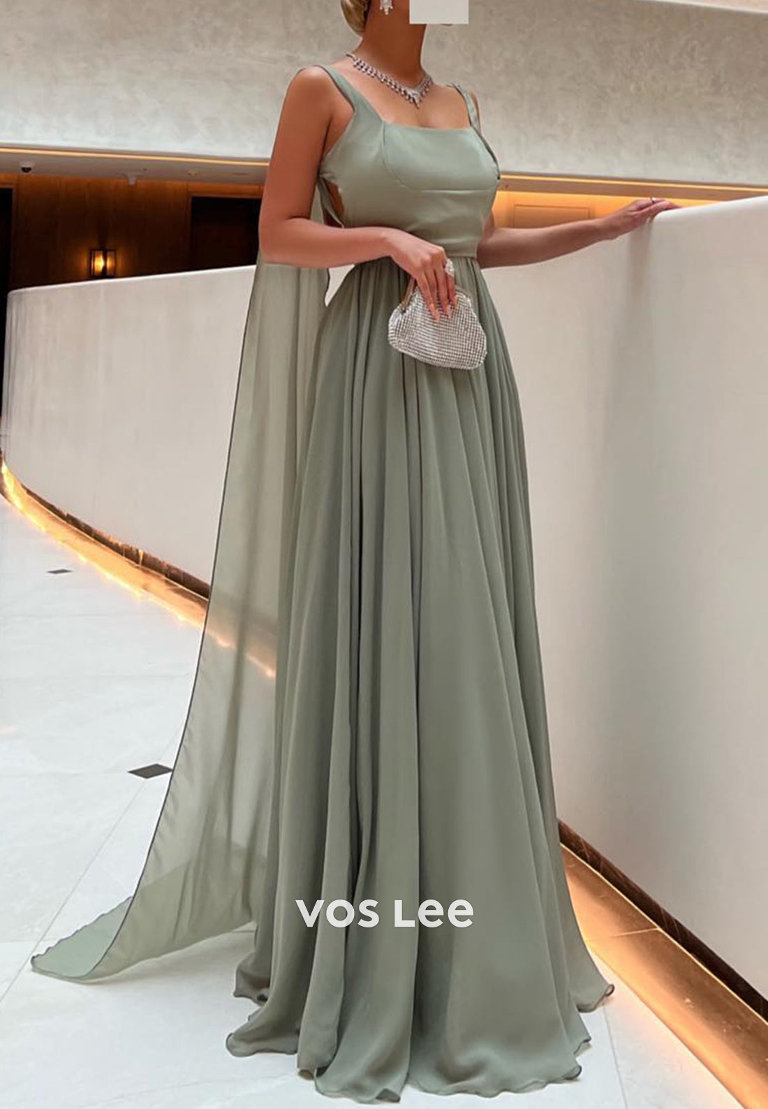 Gorgeous & Charming A-Line Square Floor-Length Pleated Evening Dresses