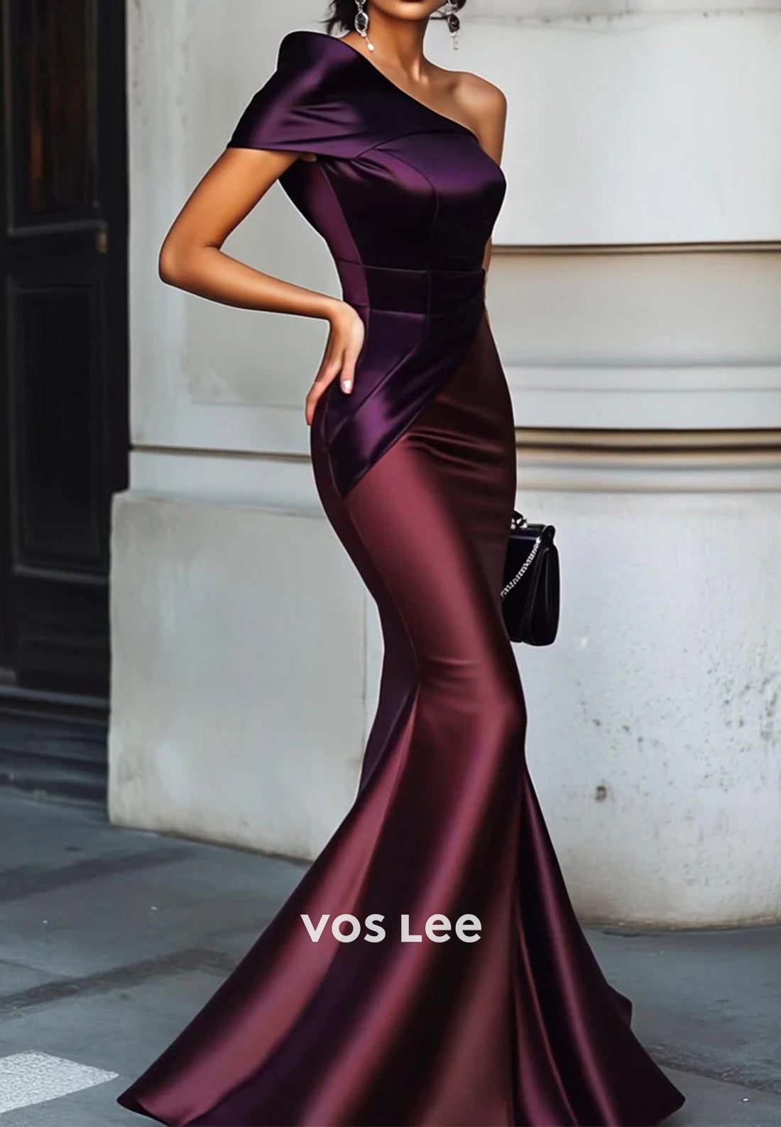 Simple & Classic One Shoulder Mermaid/Trumpet Wedding Guest Dresses with Sweep Train