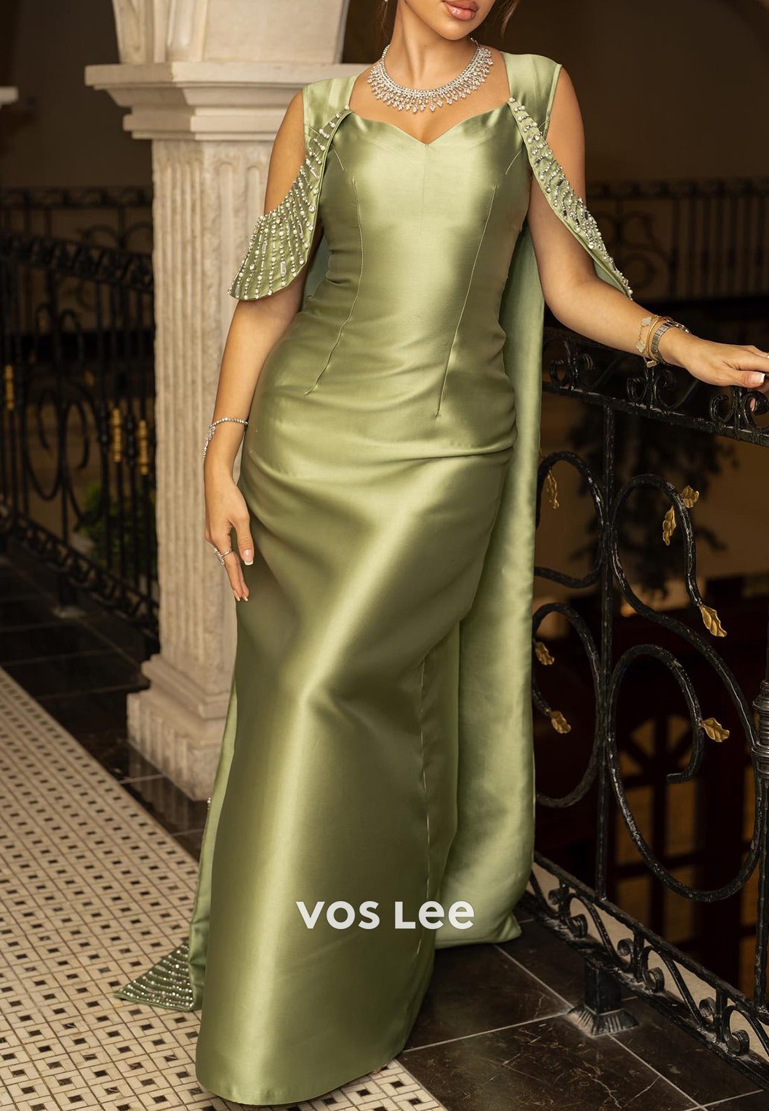 Sweetheart Rhinestone Beaded Embellished Sheath Floor-Length Evening Dresses