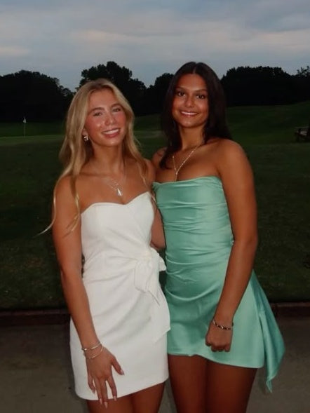 Cute A Line Strapless Pink Satin Short Homecoming Dress