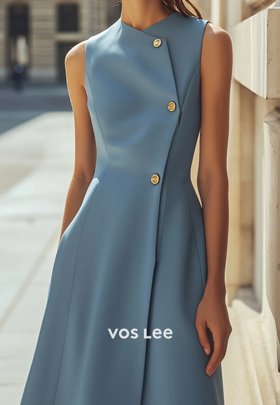 Simple A-Line Asymmetrical Neck Knee-Length Wedding Guest Dresses Party Dresses