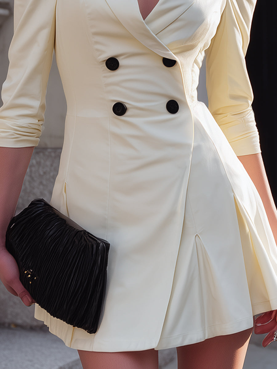 VOS LEE Structured Cream Blazer Mini Dress