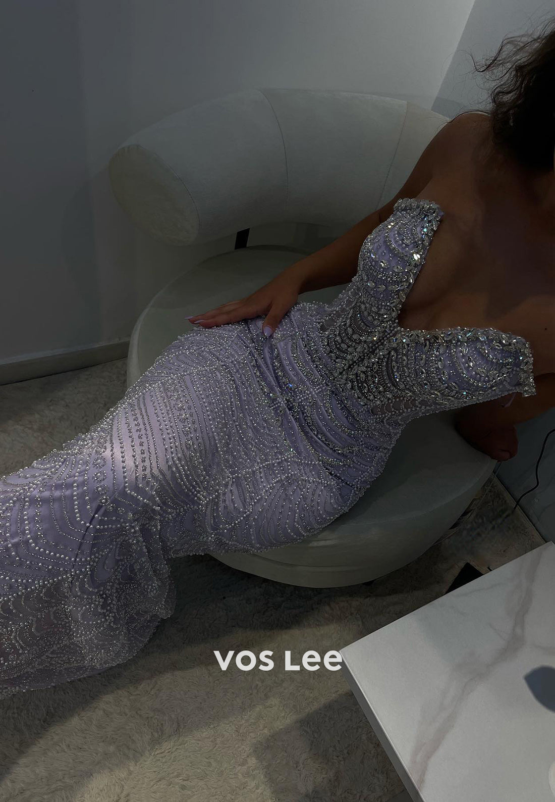 Sparkle & Shine Fully Beaded Pearls Rhinestone Pleated Sexy Mermaid Evening Dresses