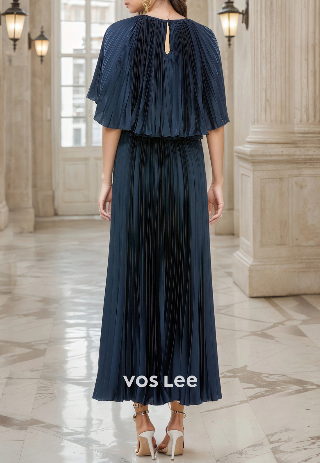 Classic & Timeless A-Line Scoop Ankle-Length Pleated Long Mother of Bride Dresses