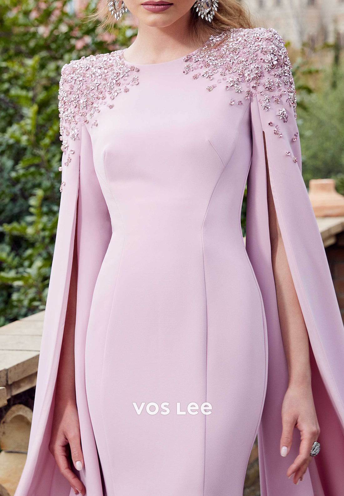 Scoop Floor-Length Mermaid Beaded Long Sleeve Mother of Bride Dresses