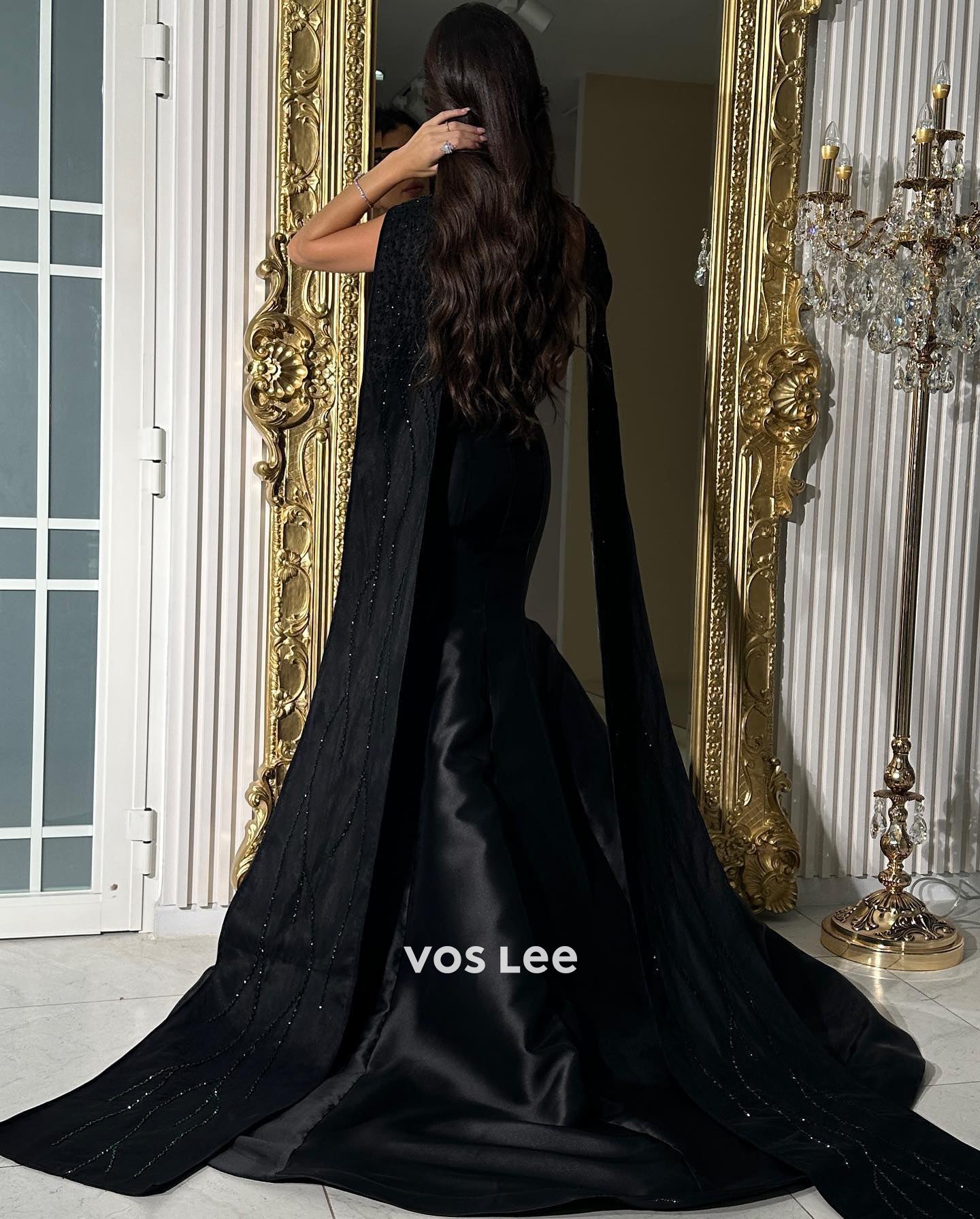Simple Strapless Beaded Mermaid/Trumpet Evening Dresses with Sweep Train