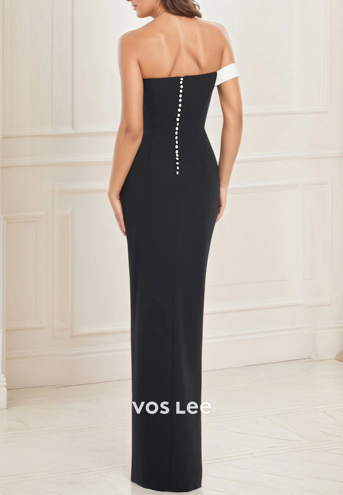 One Shoulder Floor-Length Pleated Mermaid Mother of Bride Dresses with High Split