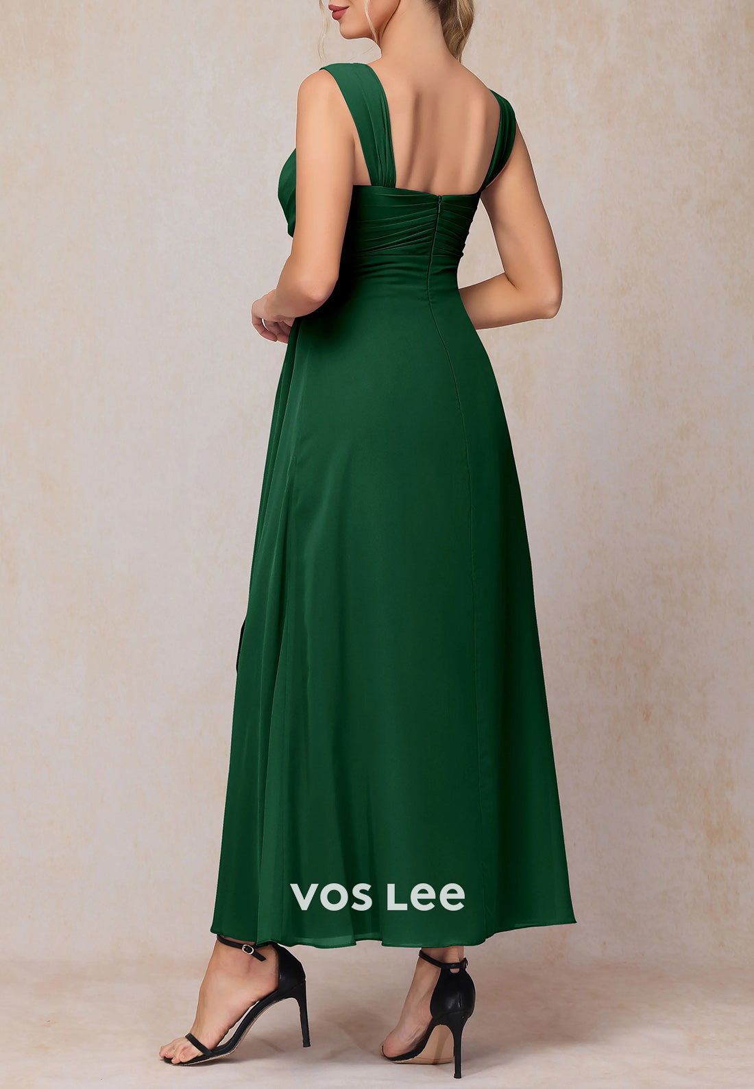 Glamorous A-Line Two-Piece Half Sleeve Ankle-Length Pleated Mother of Bride Dresses