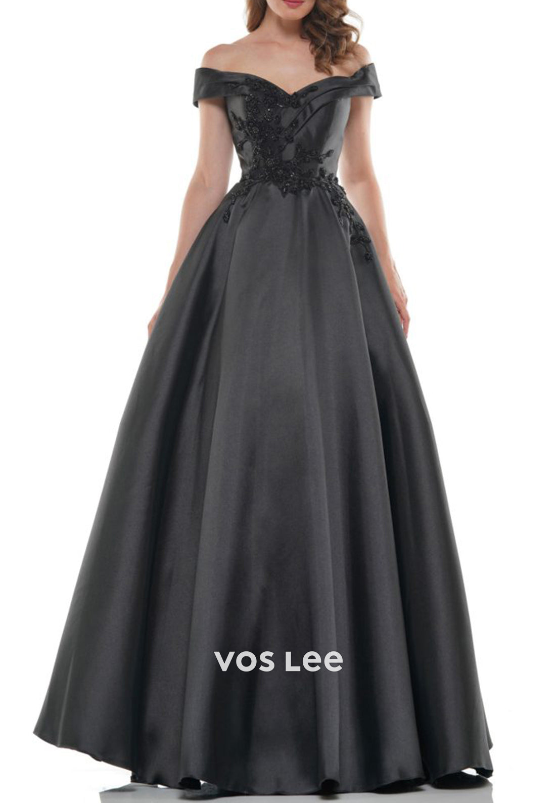 Classic A-Line Off the Shoulder Beaded Floor-Length Mother of Bride Dresses