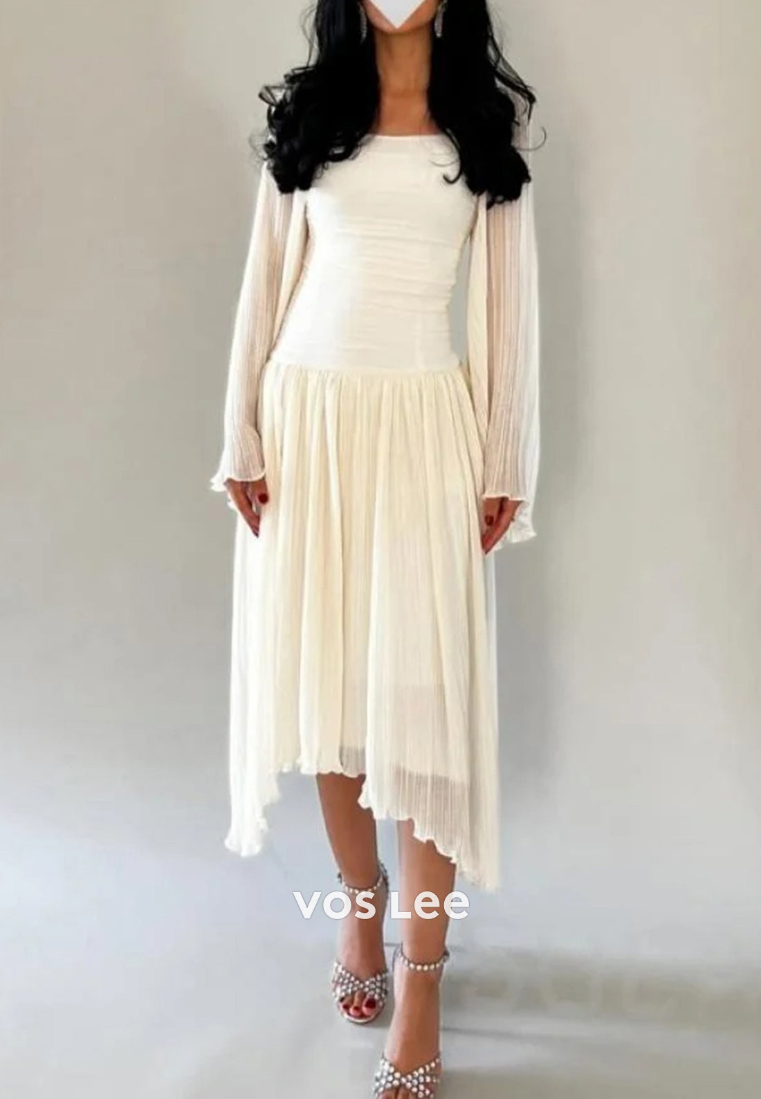 Simple & Casual A-Line Bell Sleeves Knee-Length Evening Dresses Formal Dresses