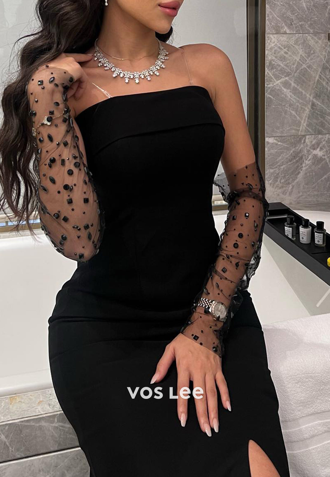 Sexy & Hot Strapless Floor-Length Mermaid Evening Dresses with High Split