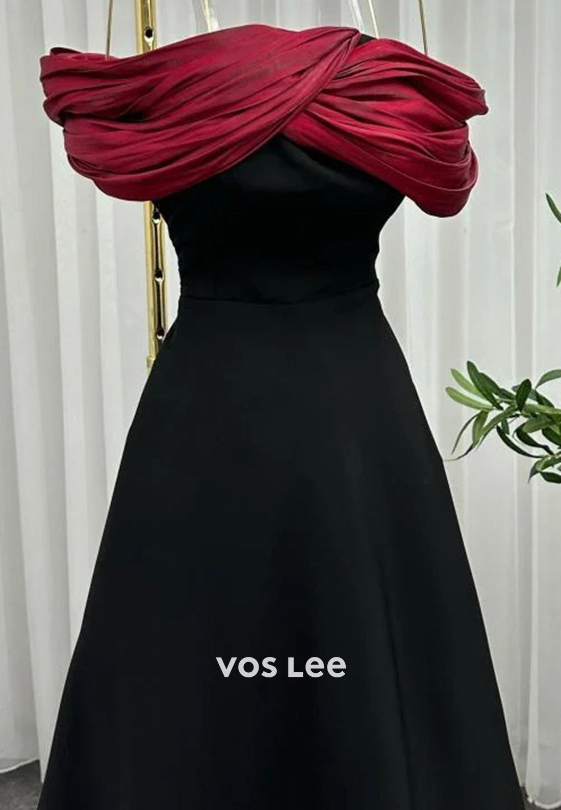 A-Line Criss-Cross Straps Pleated Off the Shoulder Evening Dresses Formal Dresses