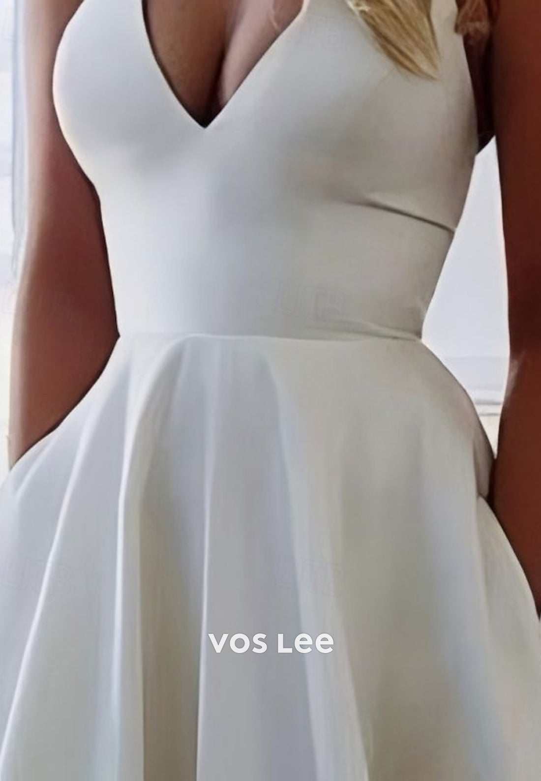 Gorgeous & Charming A-Line V Neck Bowknot Beach Wedding Dresses with Court Train