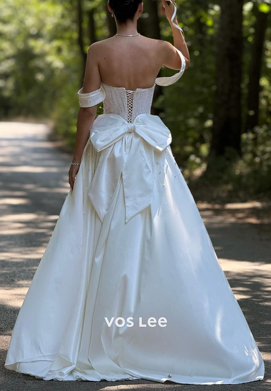 Off the Shoulder Beaded Mermaid Wedding Dresses with Bowknot