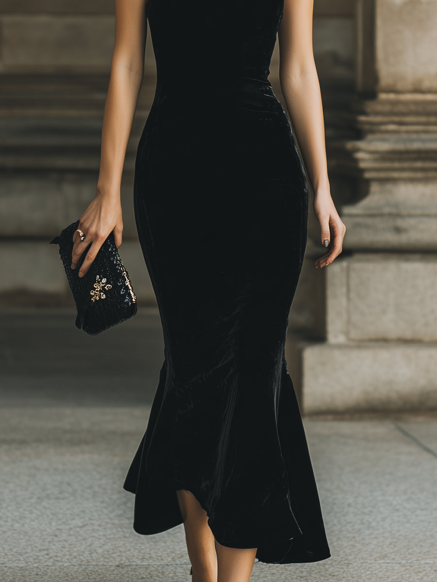 Halter-Neck Mermaid Cocktail Dress