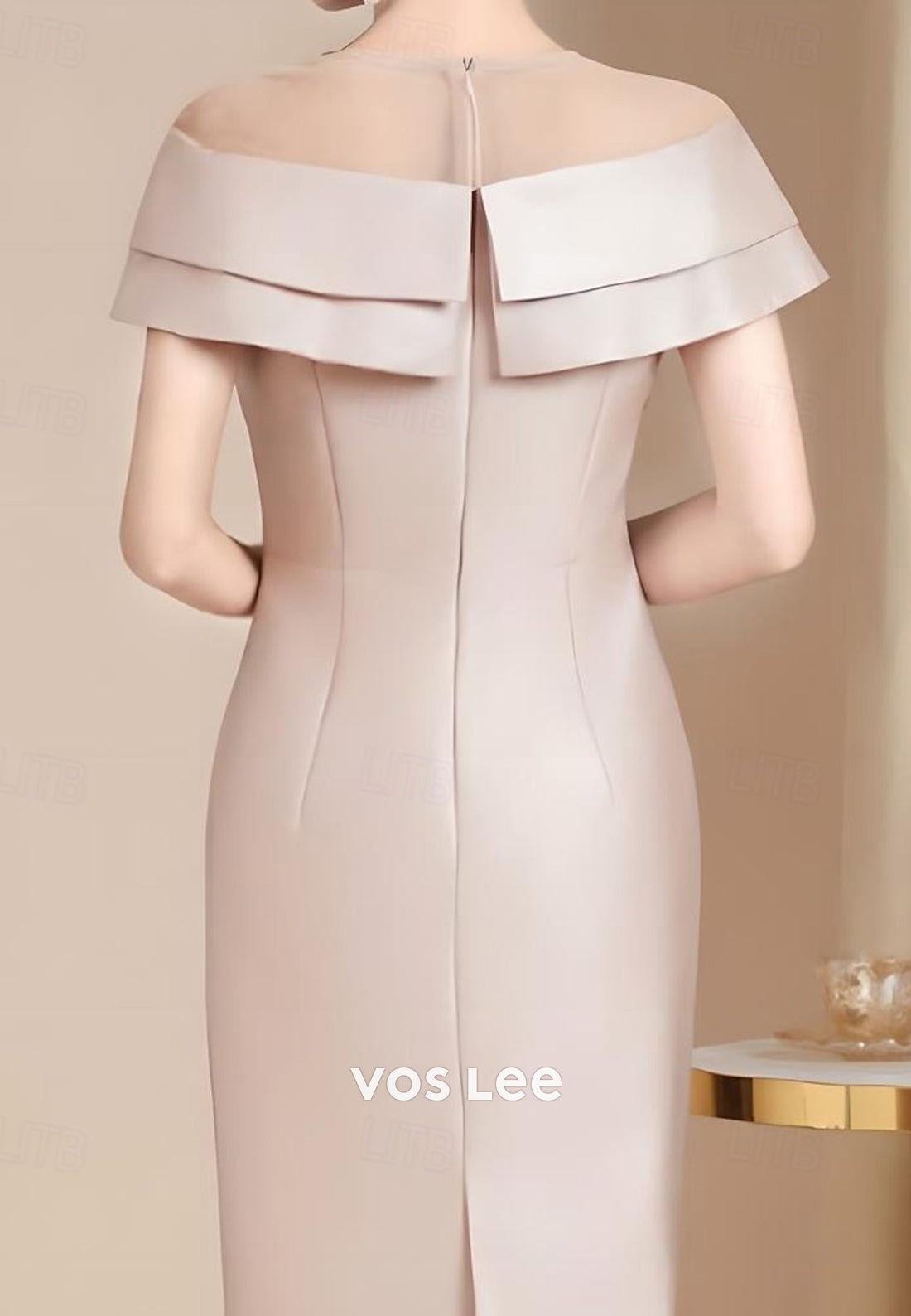 Illusion Neck Rhinestone Embellished Sheath Mother of Bride Dresses