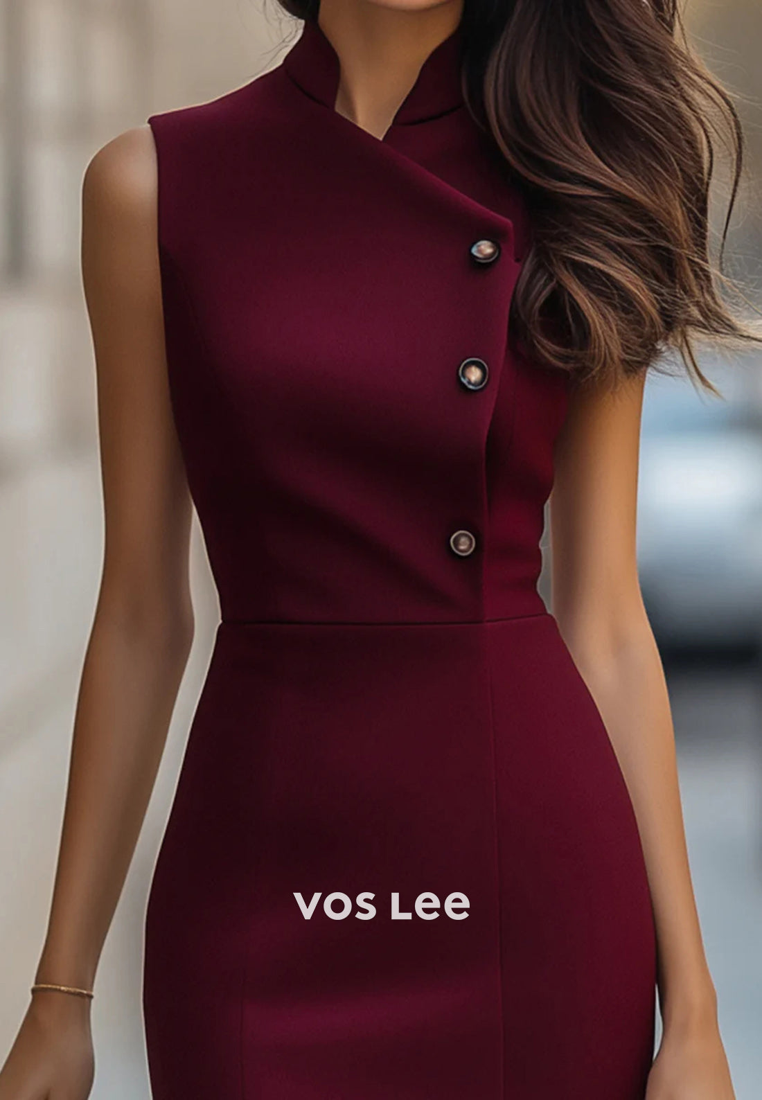 Sexy & Hot High Neck Tea-Length Ruched Mermaid Wedding Guest Dresses Party Dresses