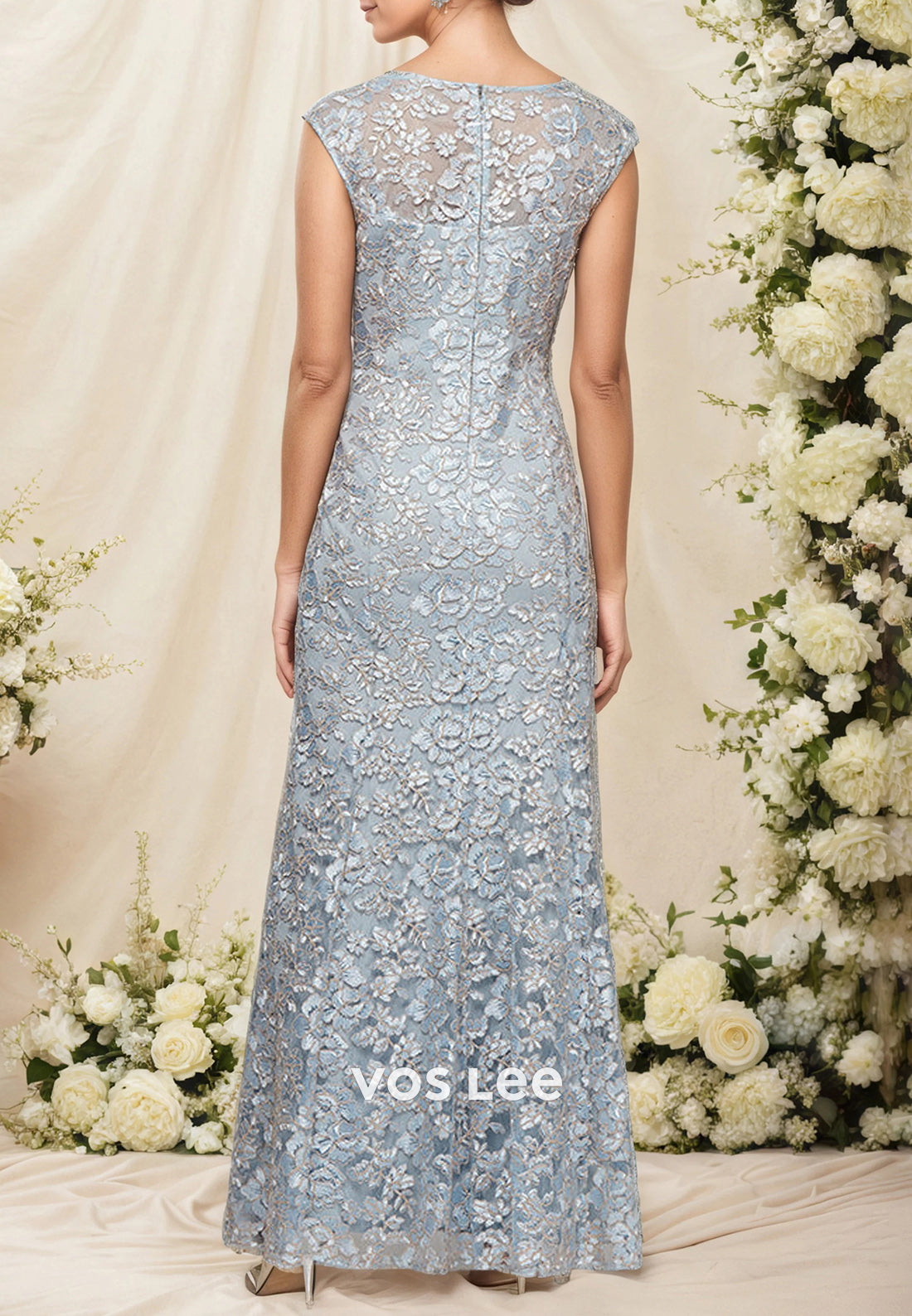 Elegant & Luxurious A-Line Cap Sleeves Scoop Floor-Length Mother of Bride Dresses