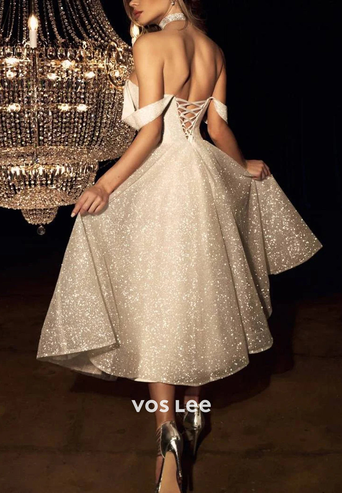 Sparkle & Shine A-Line Sweetheart Tea-Length Beach Pleated Wedding Dresses Maxi Dresses