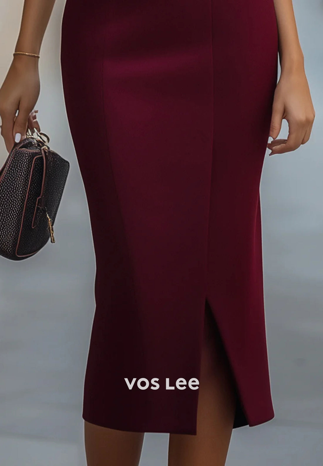 Sexy & Hot High Neck Tea-Length Ruched Mermaid Wedding Guest Dresses Party Dresses