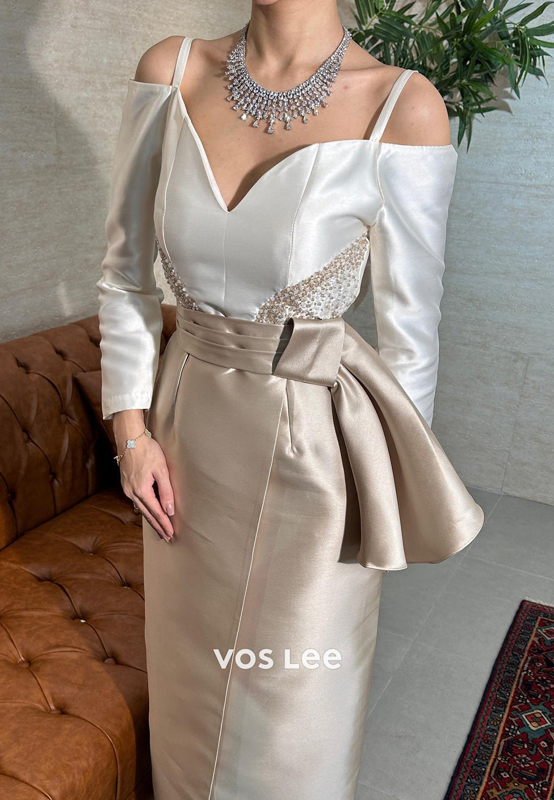 Spaghetti Straps Sweetheart Beading Ankle-Length Sheath Evening Dresses