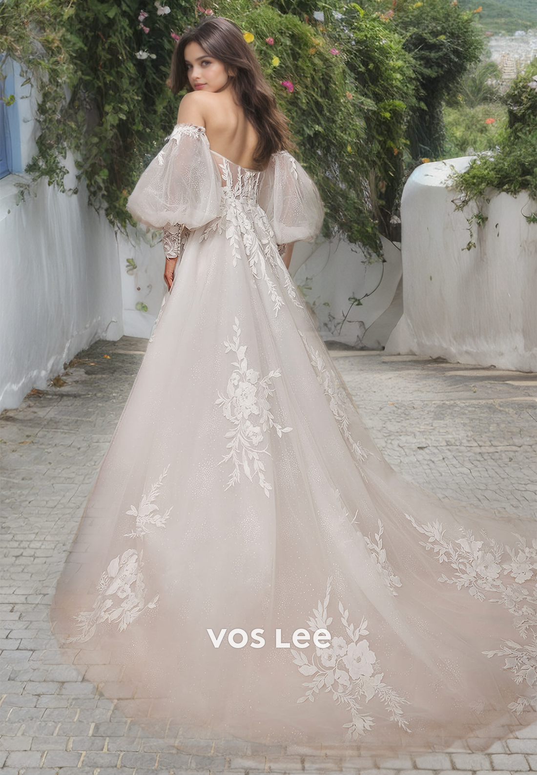 Boho A-Line Sweetheart Lace Long Sleeves Wedding Dress