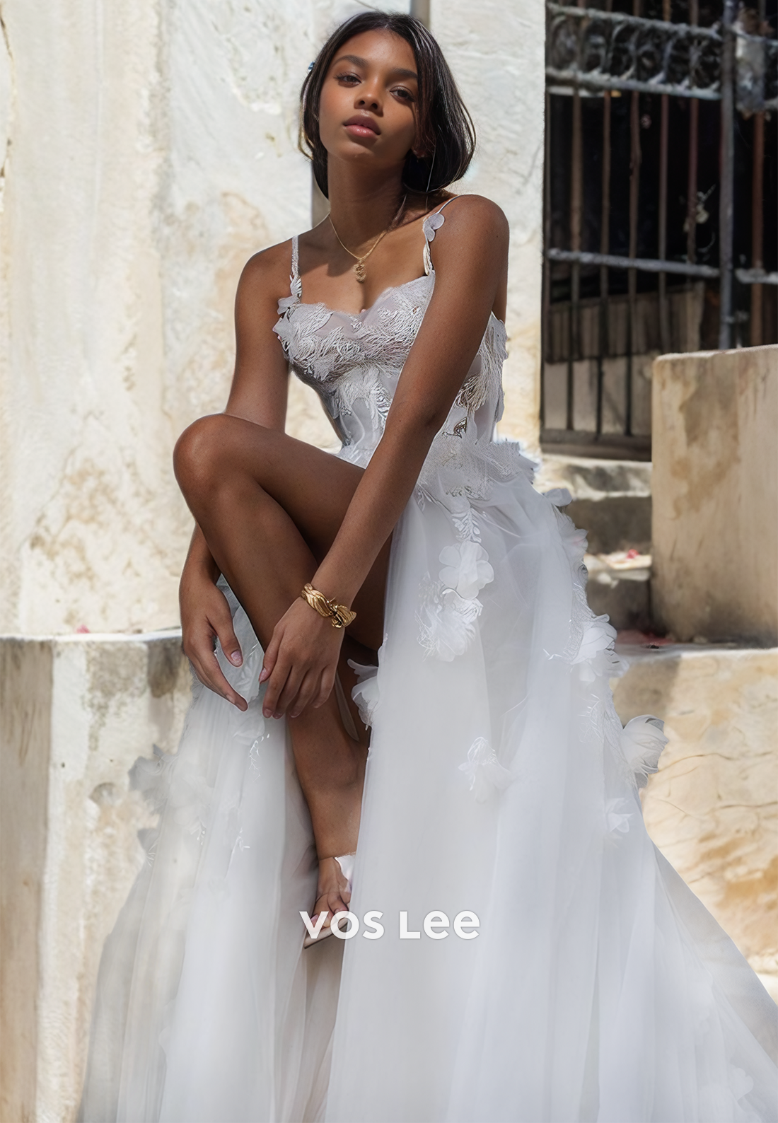 A-Line Sweetheart Empire Waist Beach Wedding Dress with Appliques