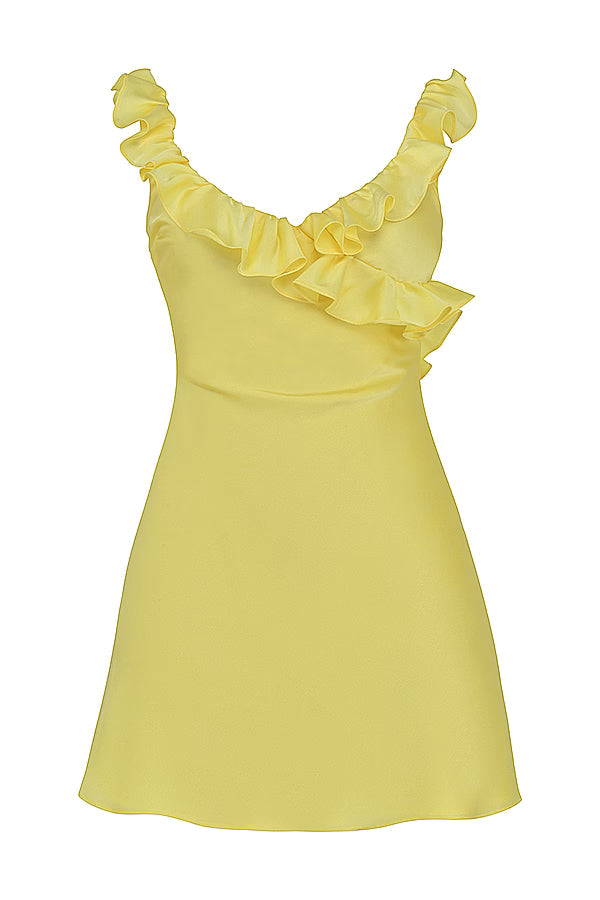Pretty Sheath V Neck Yellow Short Homecoming Dress with Ruffles