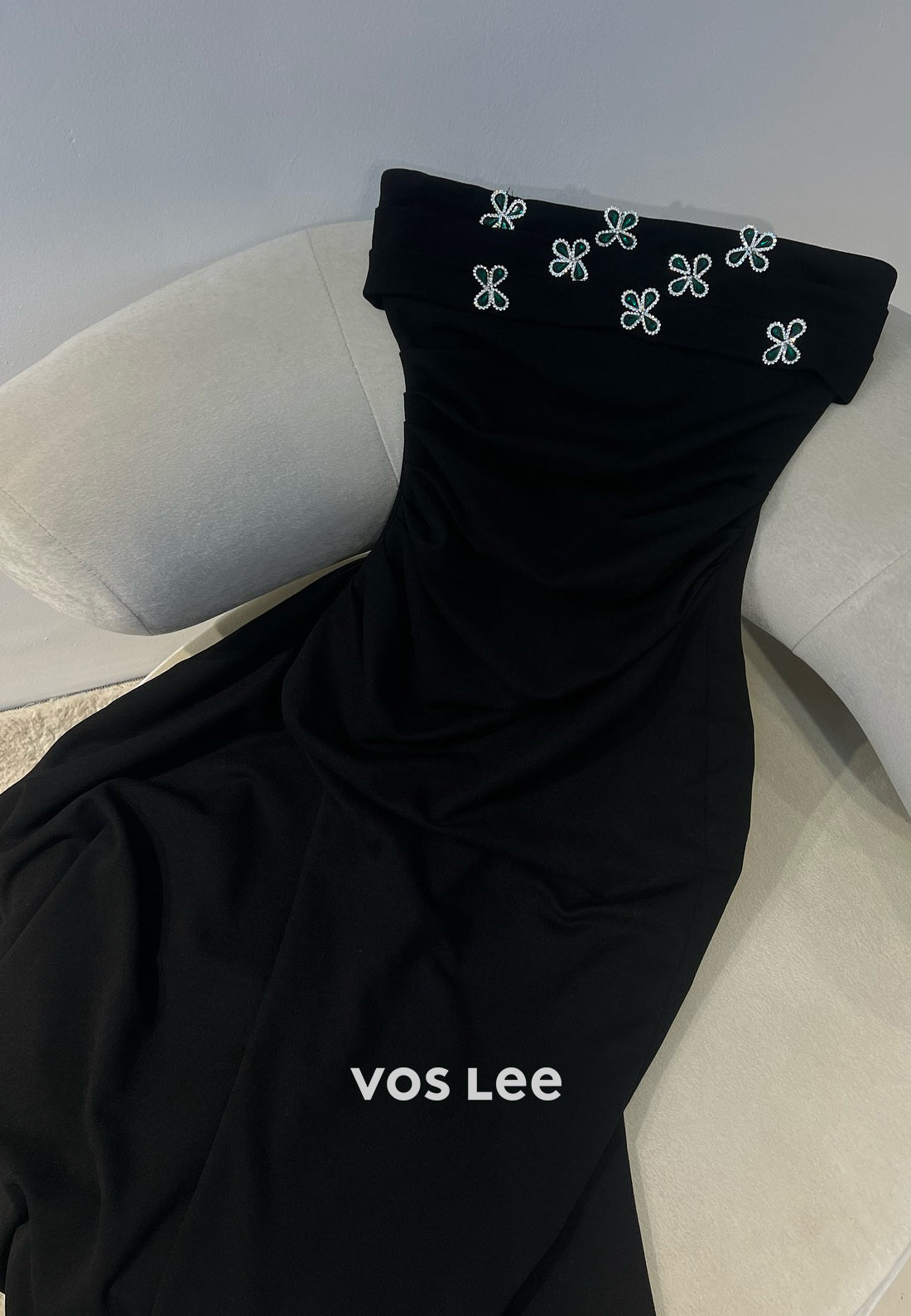 Simple & Classic Strapless Rhinestone Pleated Mermaid Evening Dresses with High Spilt