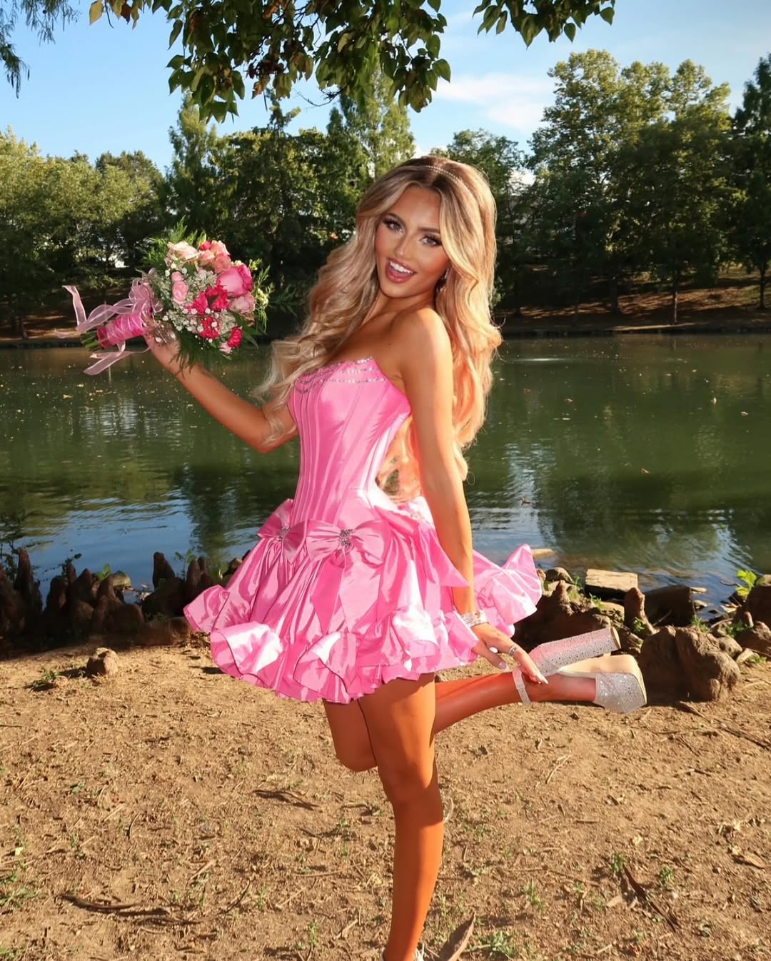Cute A Line Strapless Hot Pink Short Homecoming Dress with Beading