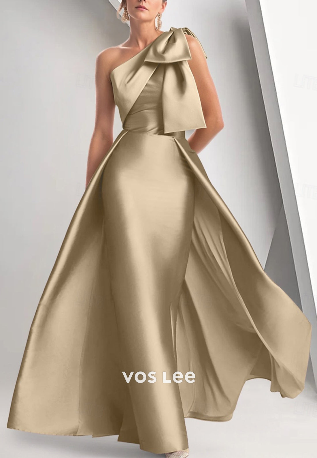 Sexy & Hot One Shoulder Bowknot Pleated Floor-Length Mermaid Evening Dresses