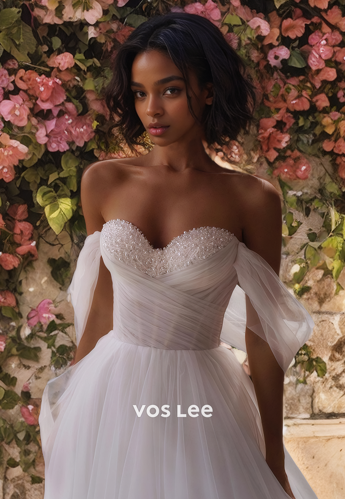 A-Line Sweetheart Tulle Wedding Dress/Beach Wedding Dress