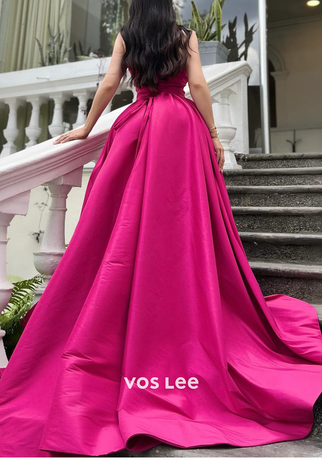 A-Line High Low Sweetheart Pleated Sexy Evening Dresses with Court Train