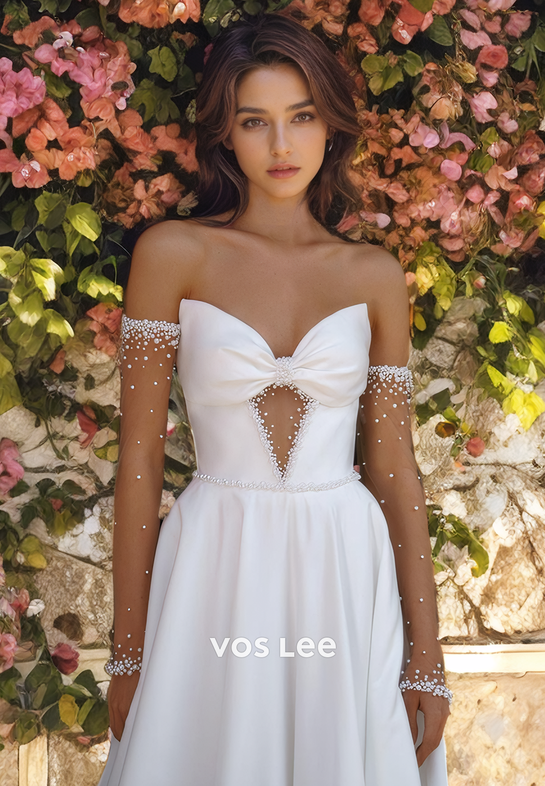 A-Line Sweetheart Organza Wedding Dress with Bow