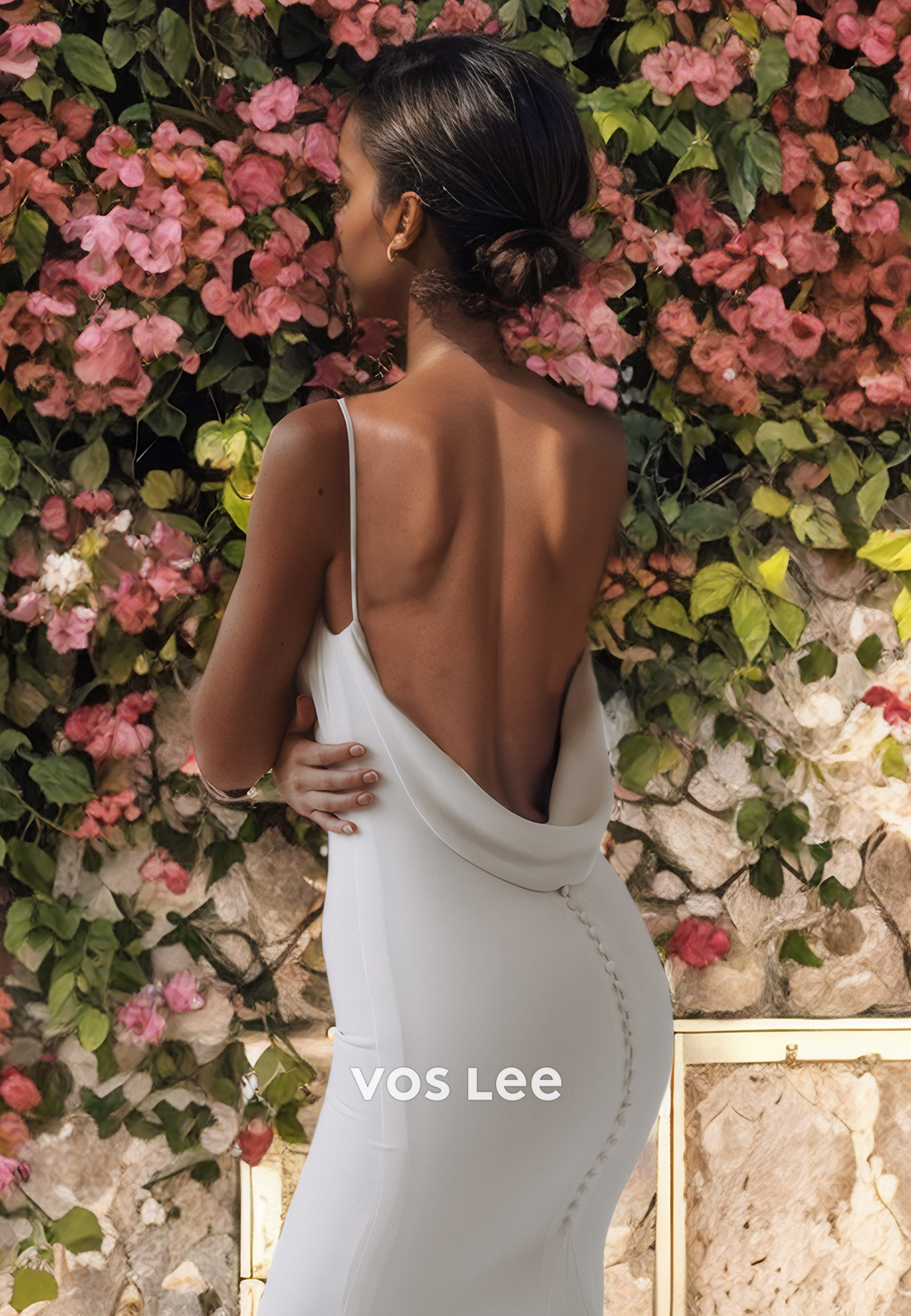 Trumpet/Mermaid Low-V-Neck Open Back Satin Wedding Dress