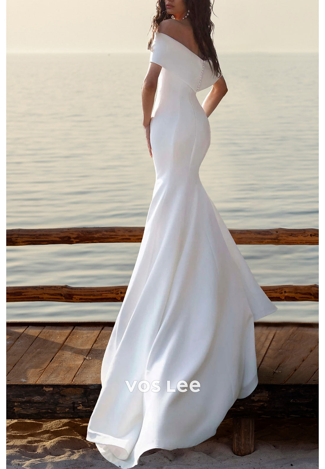 Couture & Ornate Off the Shoulder Pleated Mermaid Wedding Dresses with Sweep Train