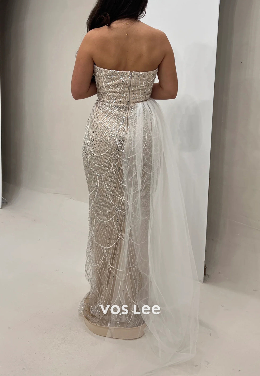 Long Sleeve Sweetheart Fully Sequins Beaded Floor-Length Mermaid Evening Dresses