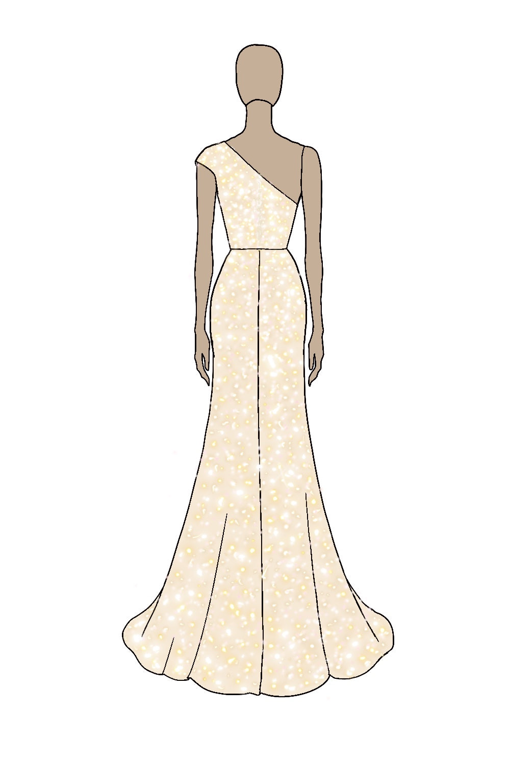 Sparkly Champagne Mermaid One Shoulder Formal Dress with Sequins