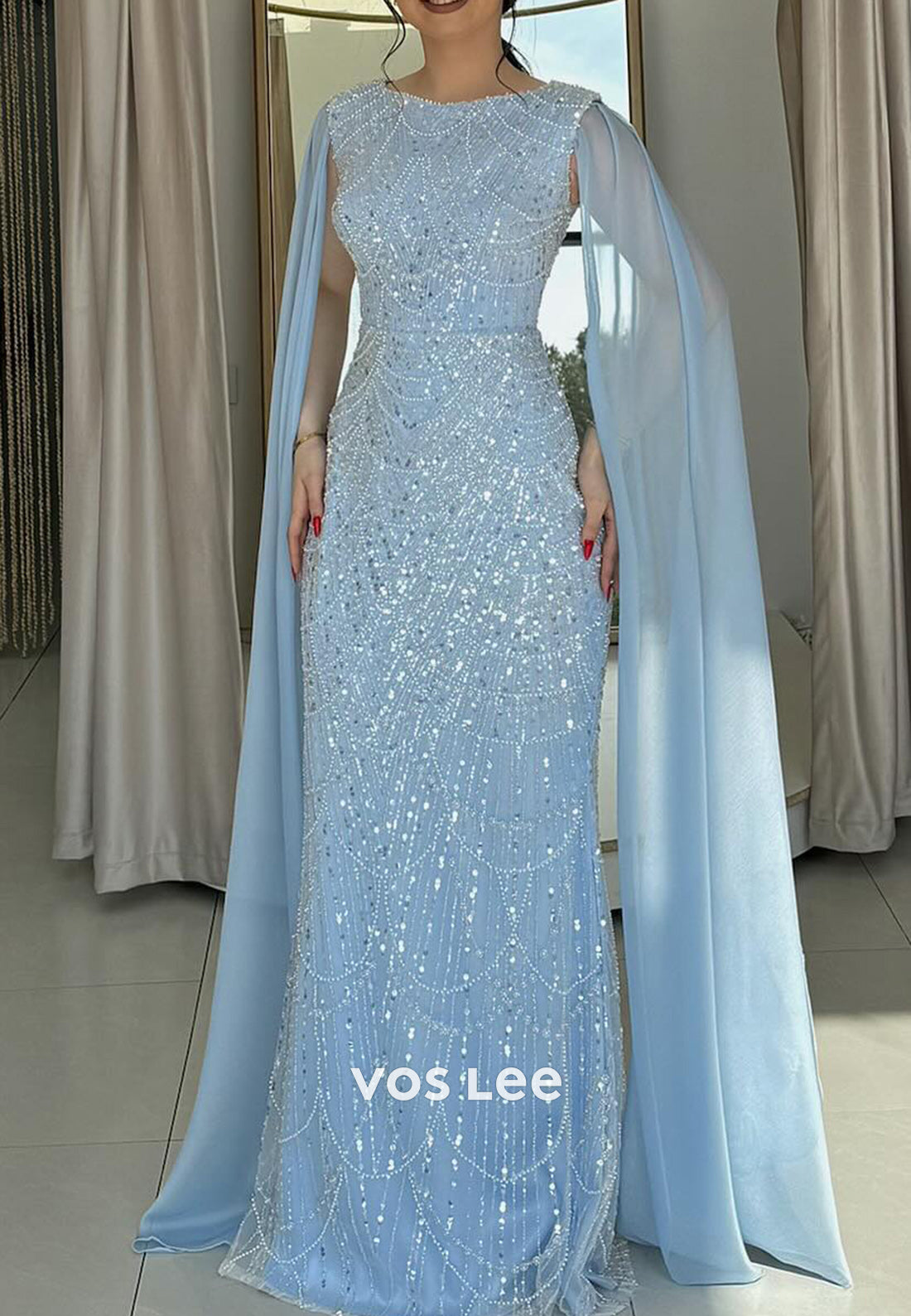 Empire Waist Bateau Neck Floor-Length Simple Mermaid Evening Dresses Formal Dresses
