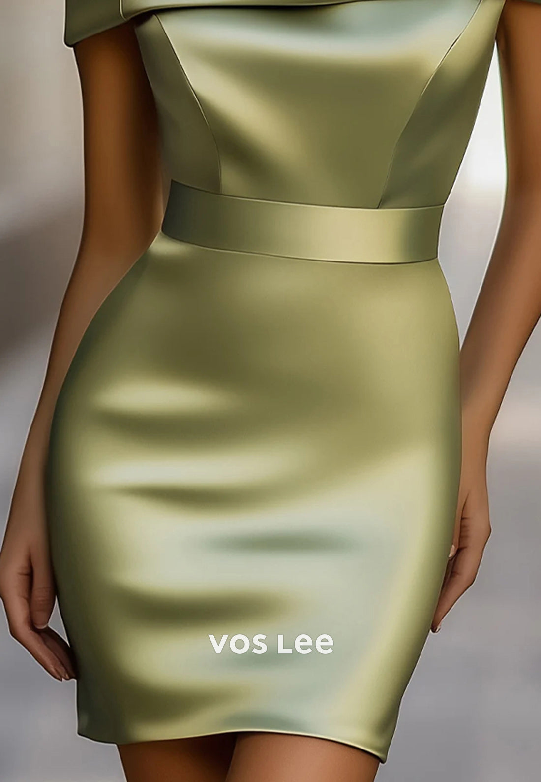 Sexy & Hot Short Sleeve High Neck Pleated Mini Mermaid Wedding Guest Dresses