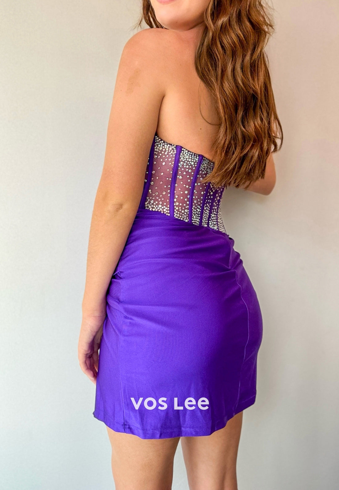 One Shoulder Beaded Embellished Pleated Homecoming Dresses with Side Split