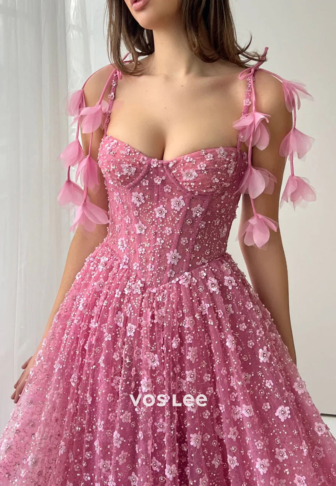 A-Line Spaghetti Straps Sweetheart Sequins Beaded Embellished Prom Dresses