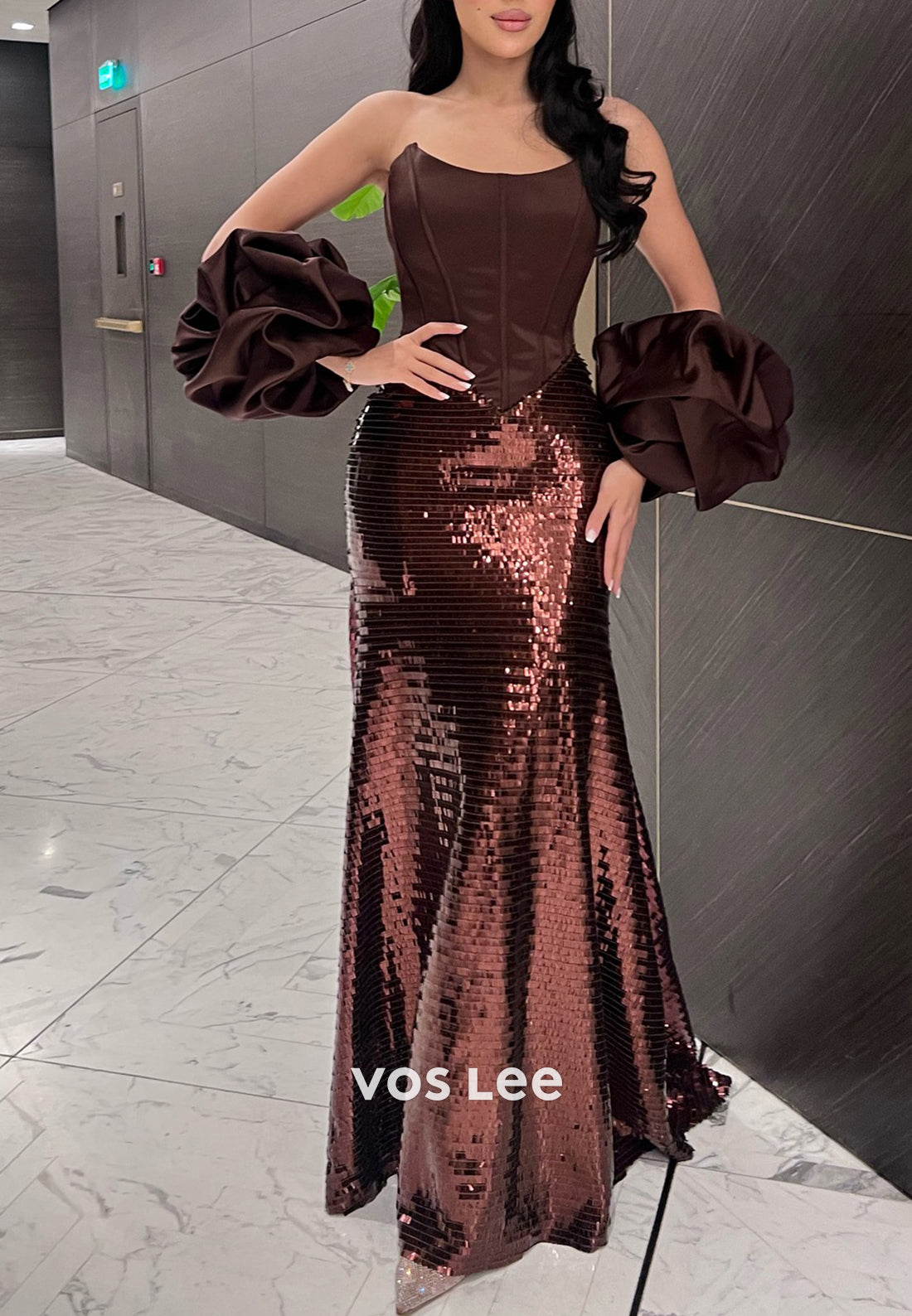 Sparkle & Shine Strapless Floor-Length Mermaid Evening Dresses Party Dresses