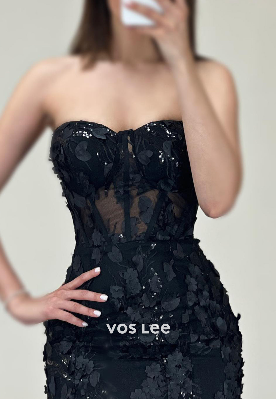Strapless Sweetheart Fully Sequined Appliques Lace Floor-Length Mermaid Evening Dresses