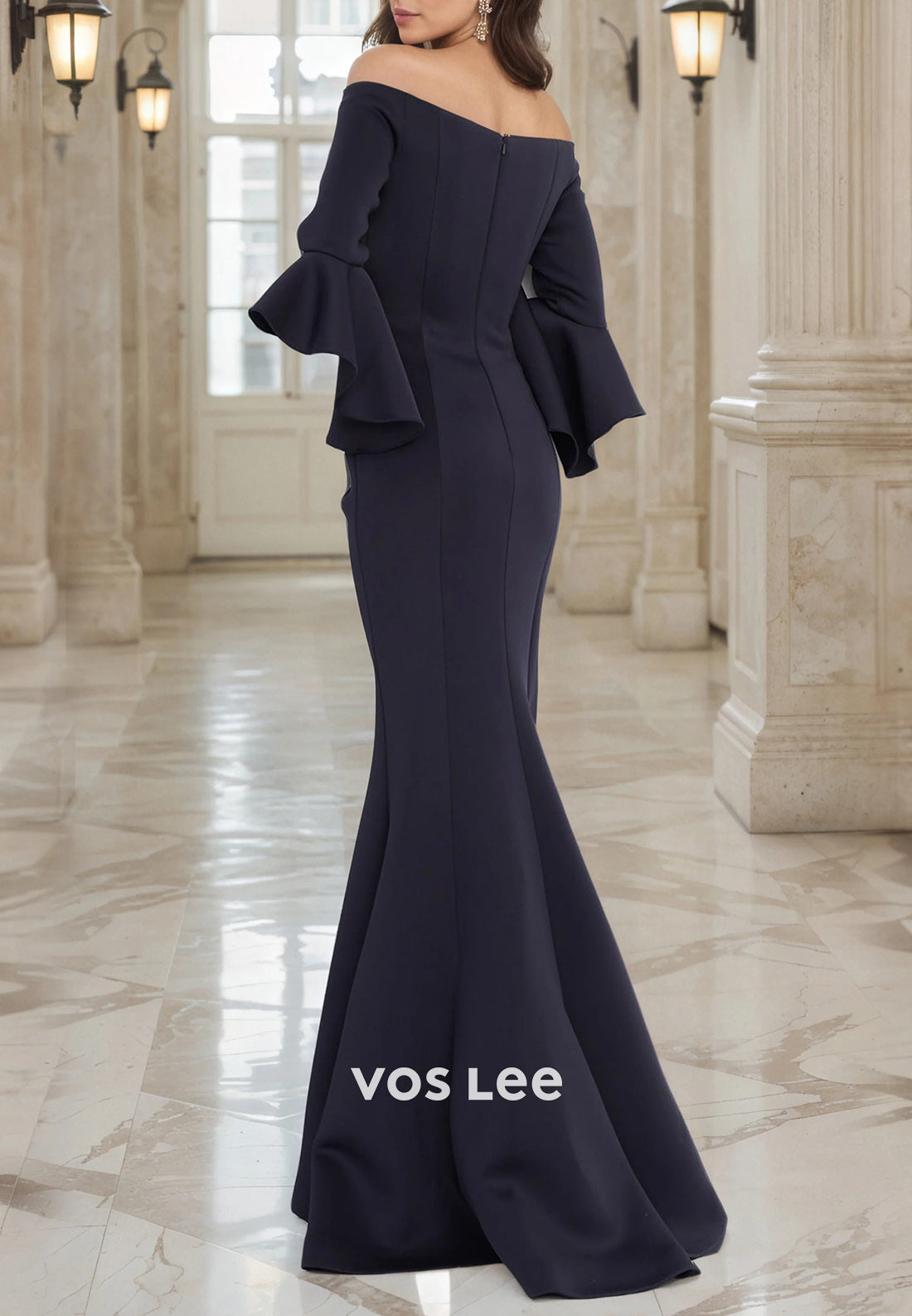 Sexy & Sleek Bell Sleeves Off the Shoulder Mermaid Mother of Bride Dresses with Sweep Train
