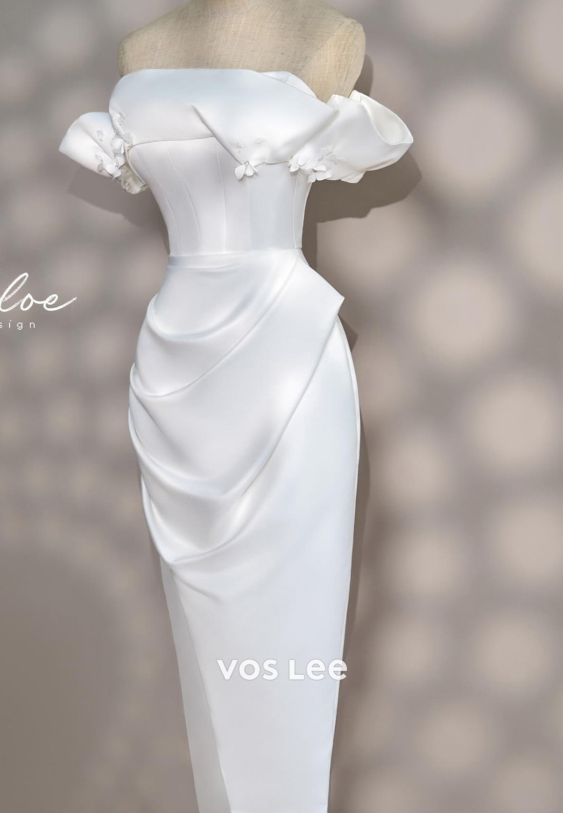 Simple Off the Shoulder Floral Embellished Pleated Mermaid Evening Dresses