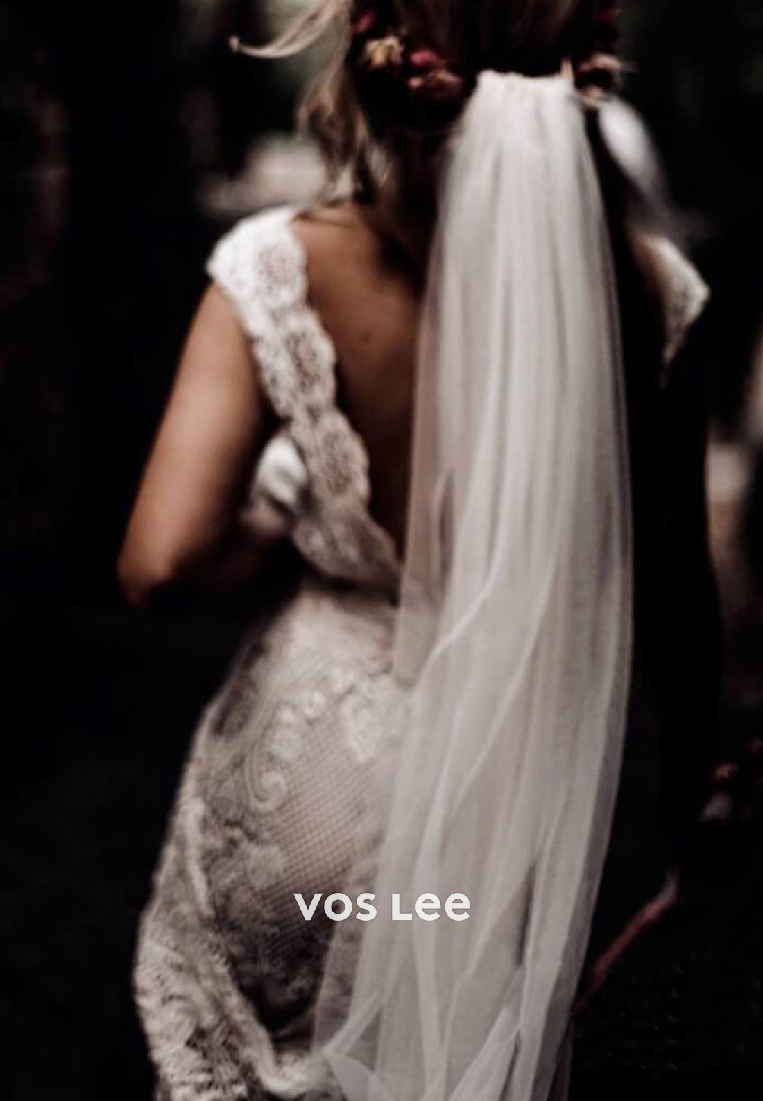 Illusion & Sheer Cap Sleeves Appliques Lace Mermaid Wedding Dresses with Sweep Train